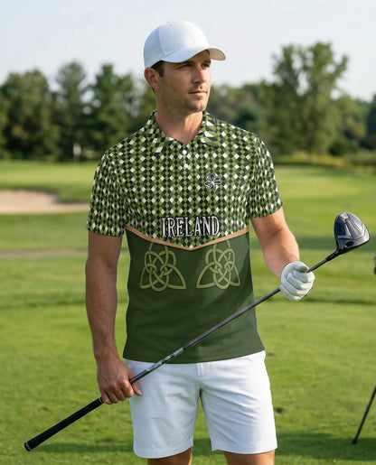 Ireland Shamrock Celtic 3D Polo Shirt | Azhawaiian