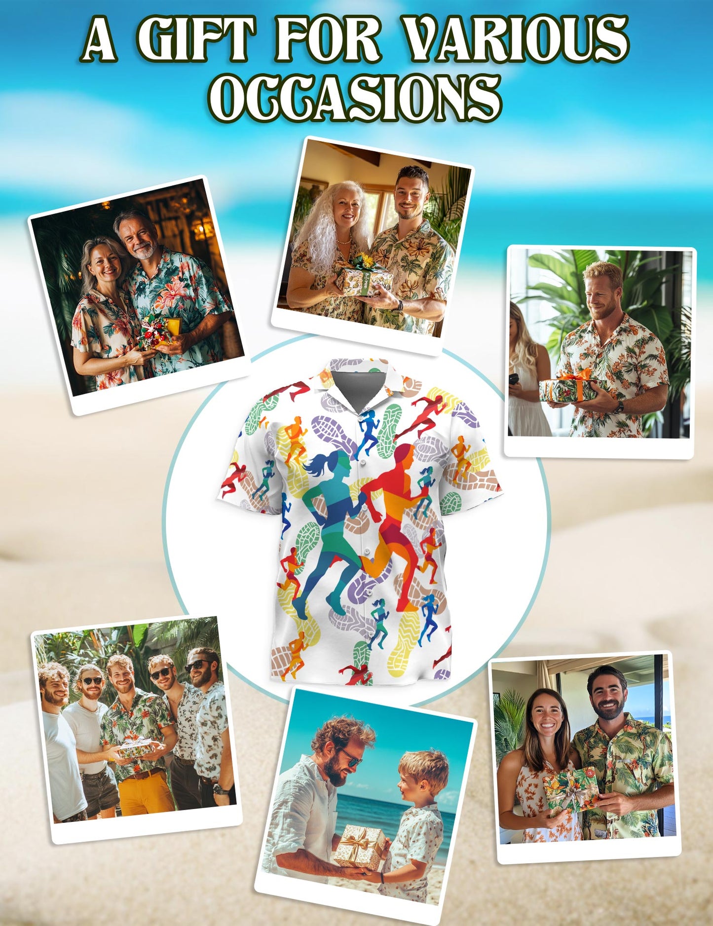 Running Hawaiian Shirt for Men, Button Down Aloha Shirt - Azhawaiian