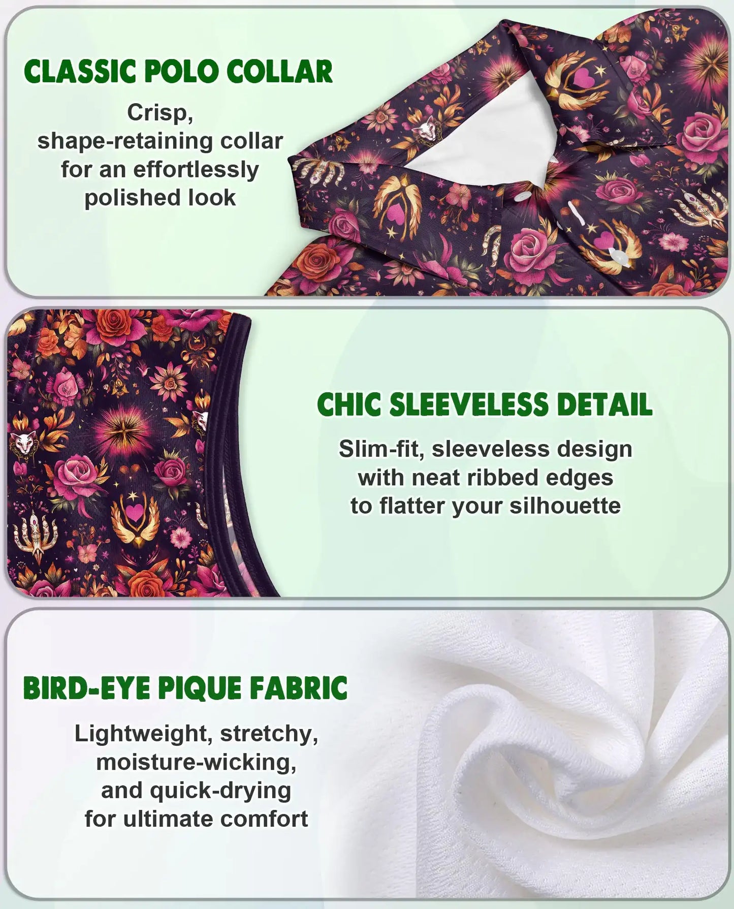 Traditional Pattern Sleeveless Polo Shirt for Women, Classic Cultural Style | Azhawaiian