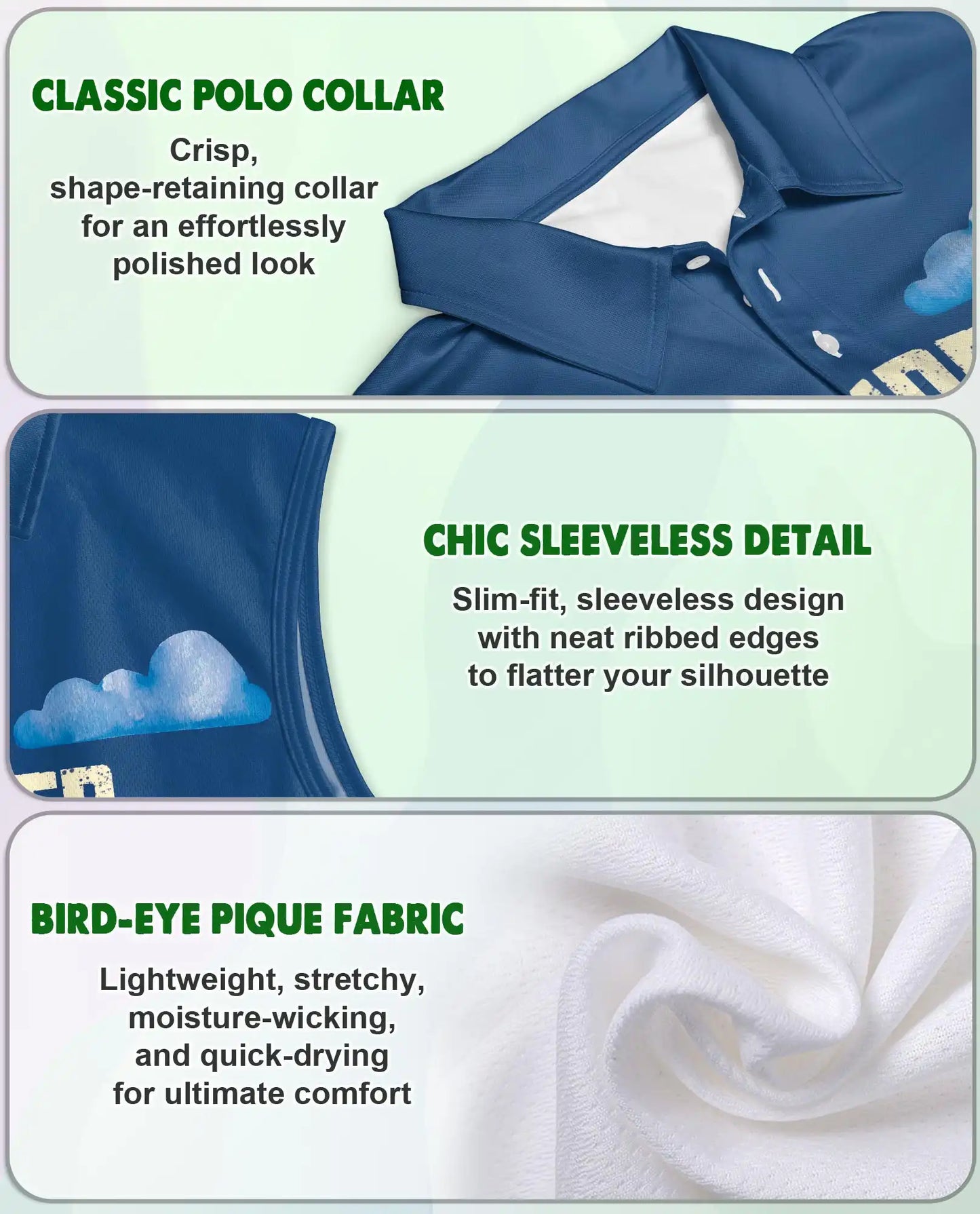 Tropical Beach Sleeveless Polo Shirt for Women, Island Summer Style