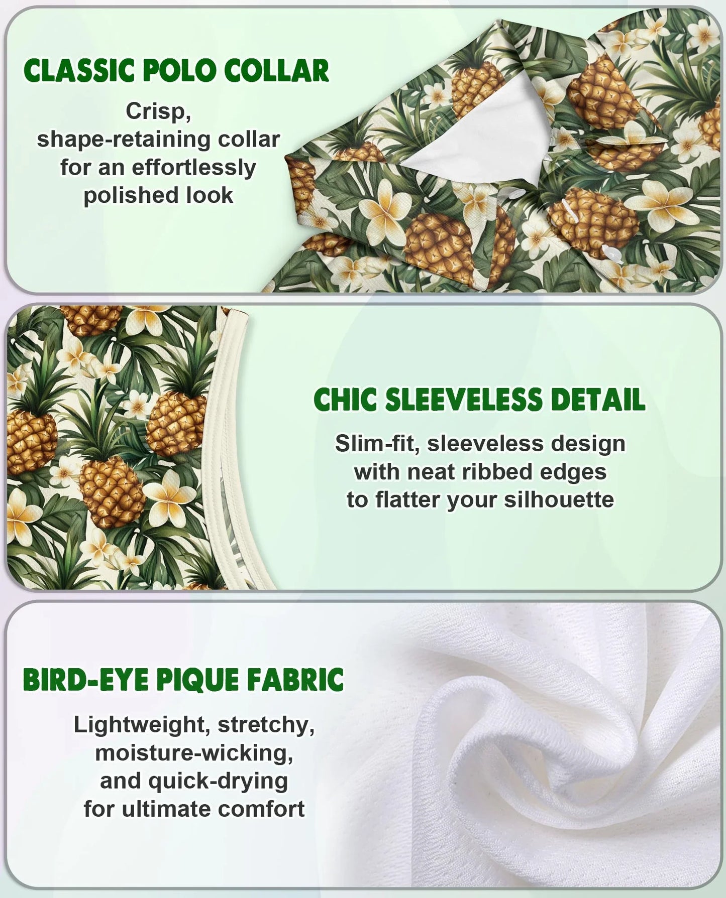 Golden Pineapple Sleeveless Polo Shirt for Women | Azhawaiian