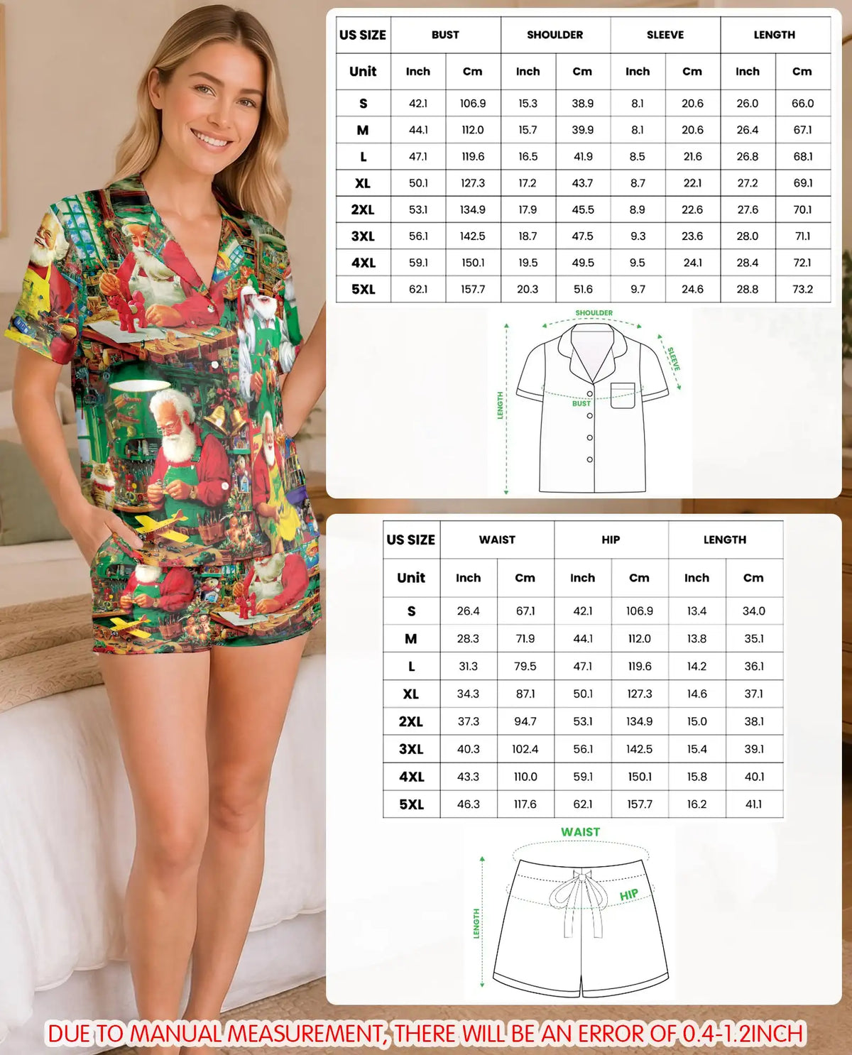 Santa Toymaker Christmas Pajama Set for Women – Toy Workshop Print