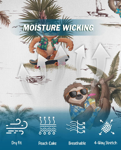 Funny Sloth Summer Beach Polo Shirt for Men, Tropical Animal Style | Azhawaiian