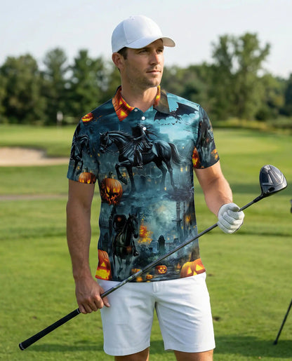 Halloween Dark Rider Horse Polo Shirt | Azhawaiian
