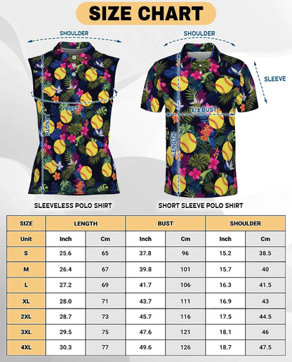 Softball Simple Hibiscus Sleeveless Polo Shirt for Women | Azhawaiian