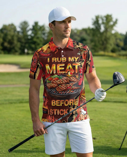 Funny BBQ Grill Master 3D Polo Shirt for Men, Backyard Barbecue Party Style | Azhawaiian