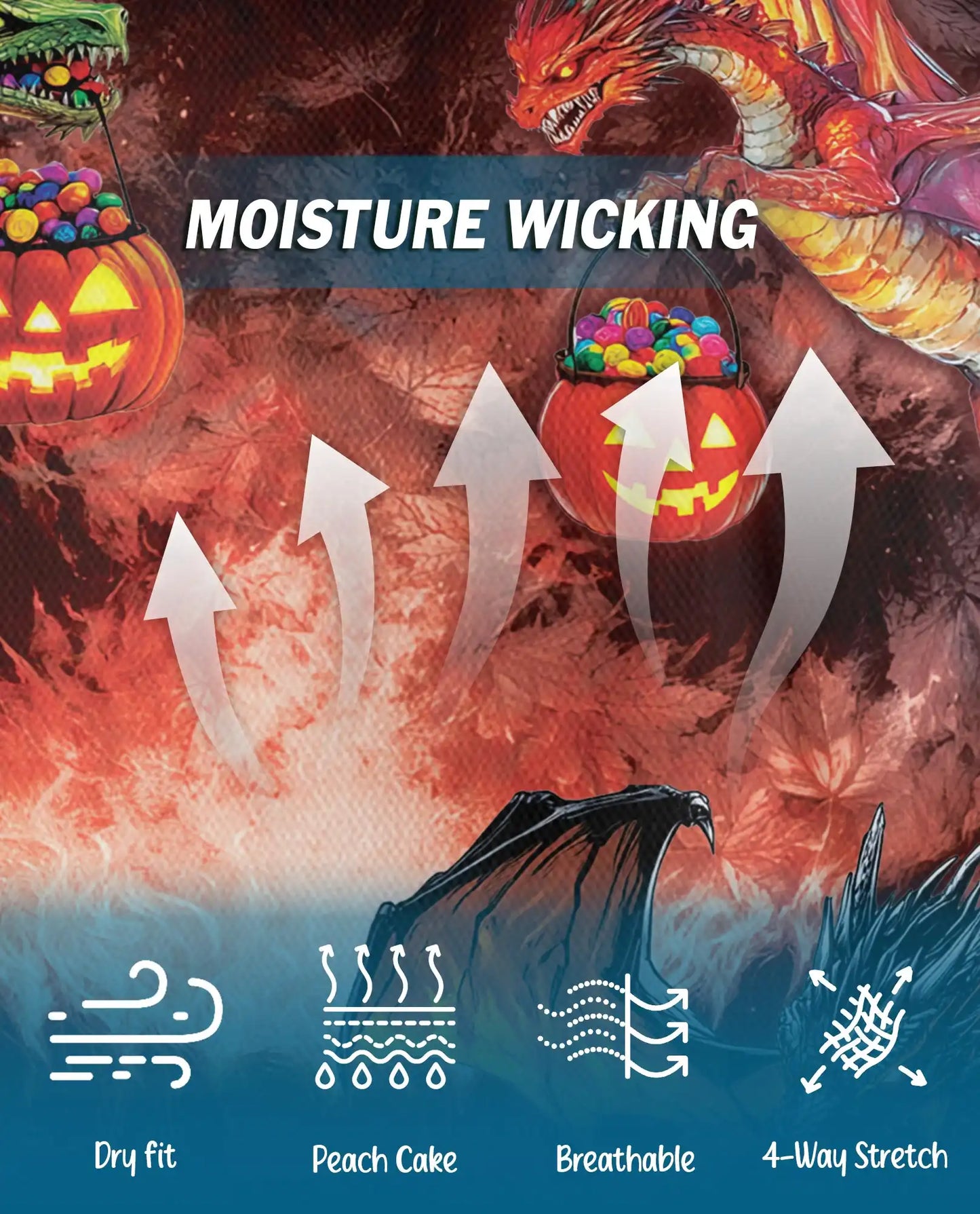 Halloween Dragon Polo Shirt for Men, Spooky Pumpkin Fire Style | Azhawaiian