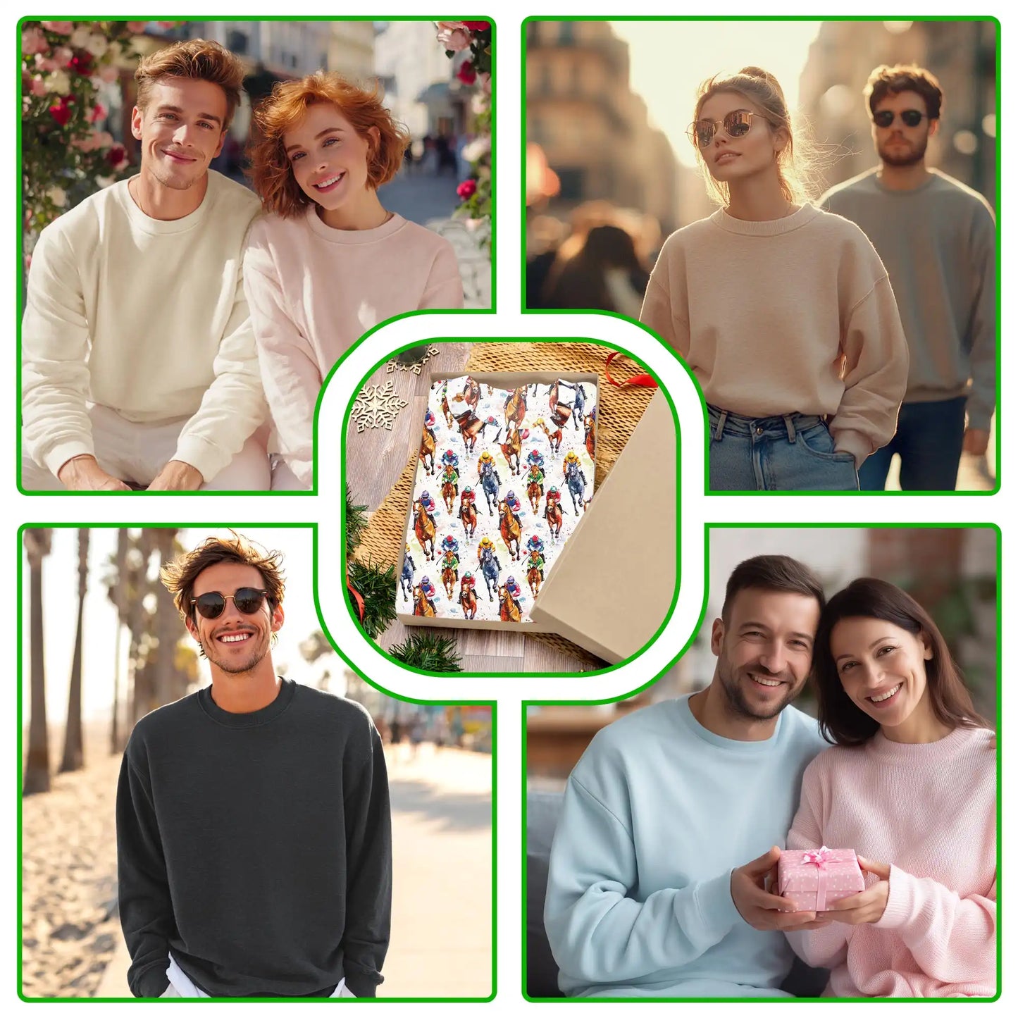 Watercolor Horse Racing Pattern Sweatshirt – Colorful Graphic 3D All Over Print Design