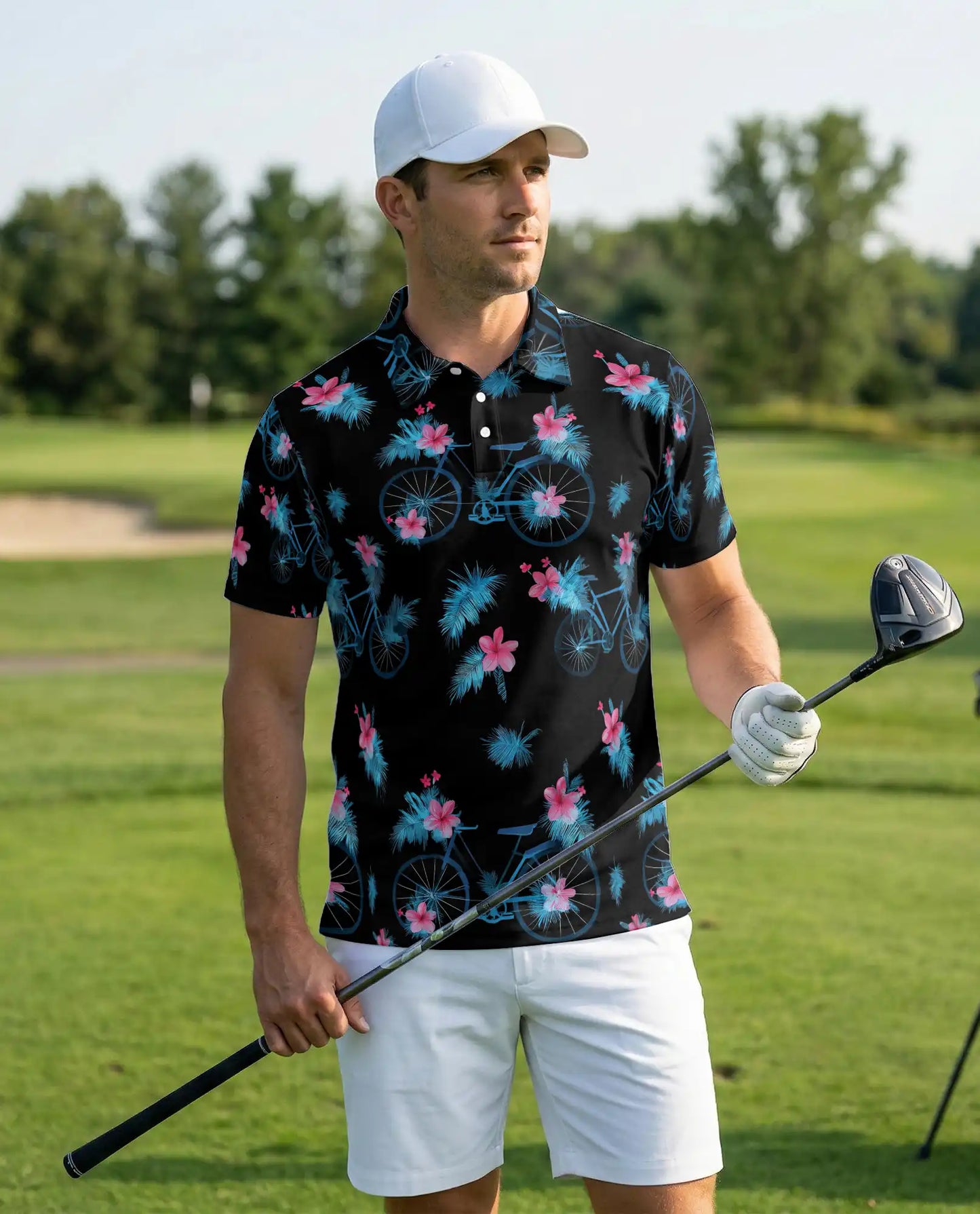 Bicycle Hawaiian Polo Shirt, Floral Summer Style | Azhawaiian