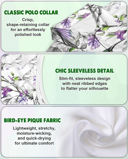 Vintage Hummingbirds Sleeveless Polo Shirt for Women | Azhawaiian