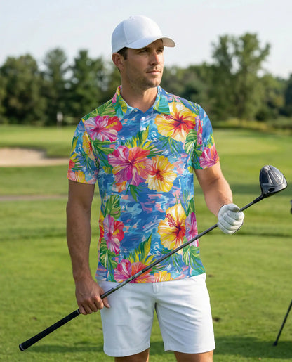 Tropical Hibiscus Floral Polo Shirt | Azhawaiian