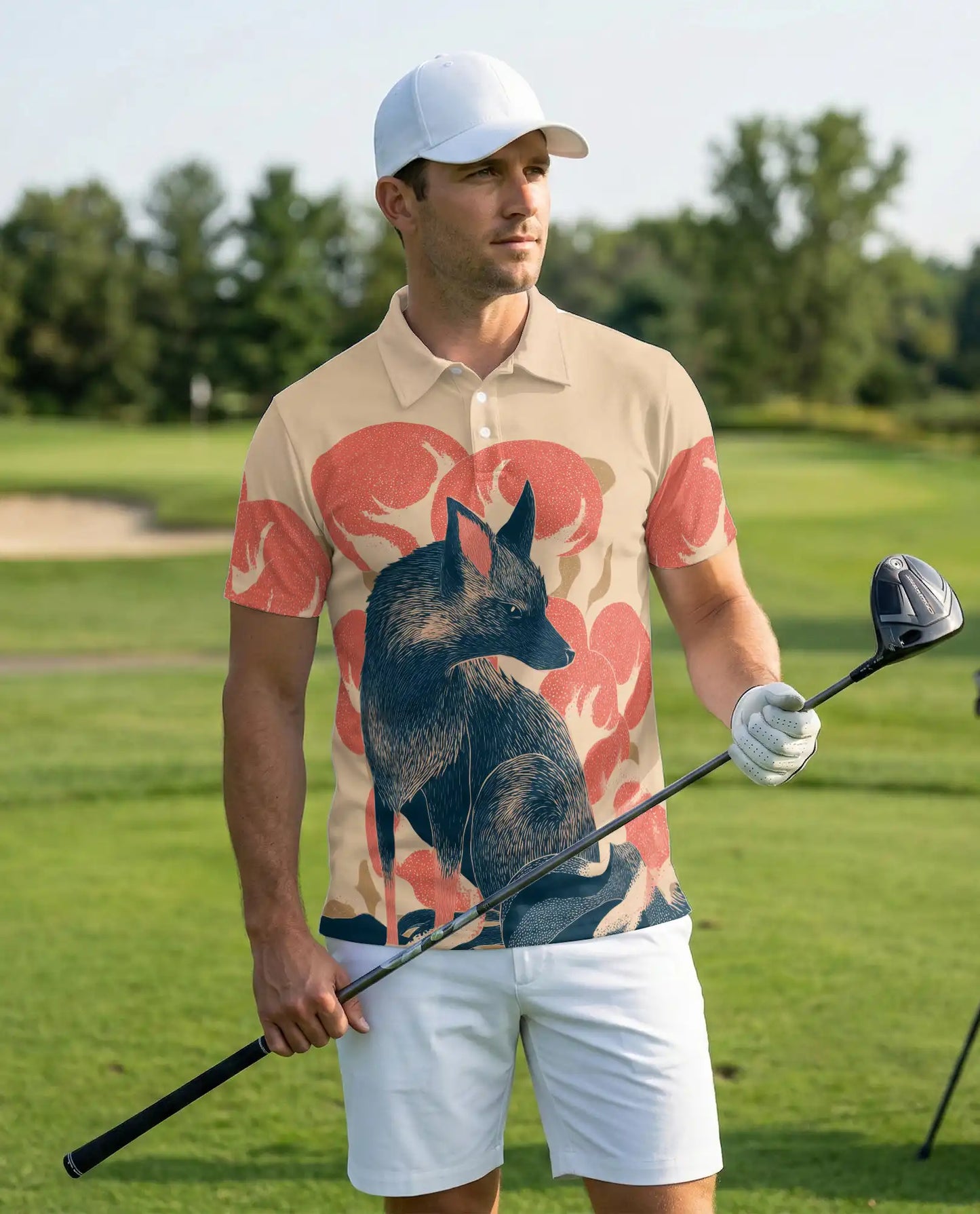 Scandinavian Fox Art Polo Shirt-Modern Woodland Wildlife Design | Azhawaiian