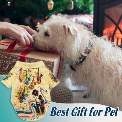 Saxophone Matching Dog Owner Hawaiian Shirts, Funny Pet Aloha Shirt for Beach Vacation - Azhawaiian