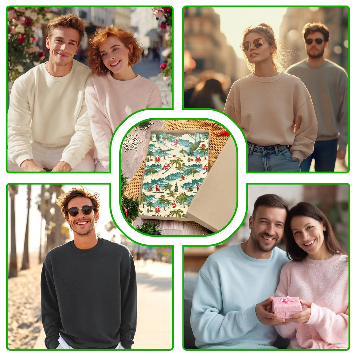 Mele Kalikimaka Santa Pattern Sweatshirt – Tropical Christmas 3D All Over Print Design