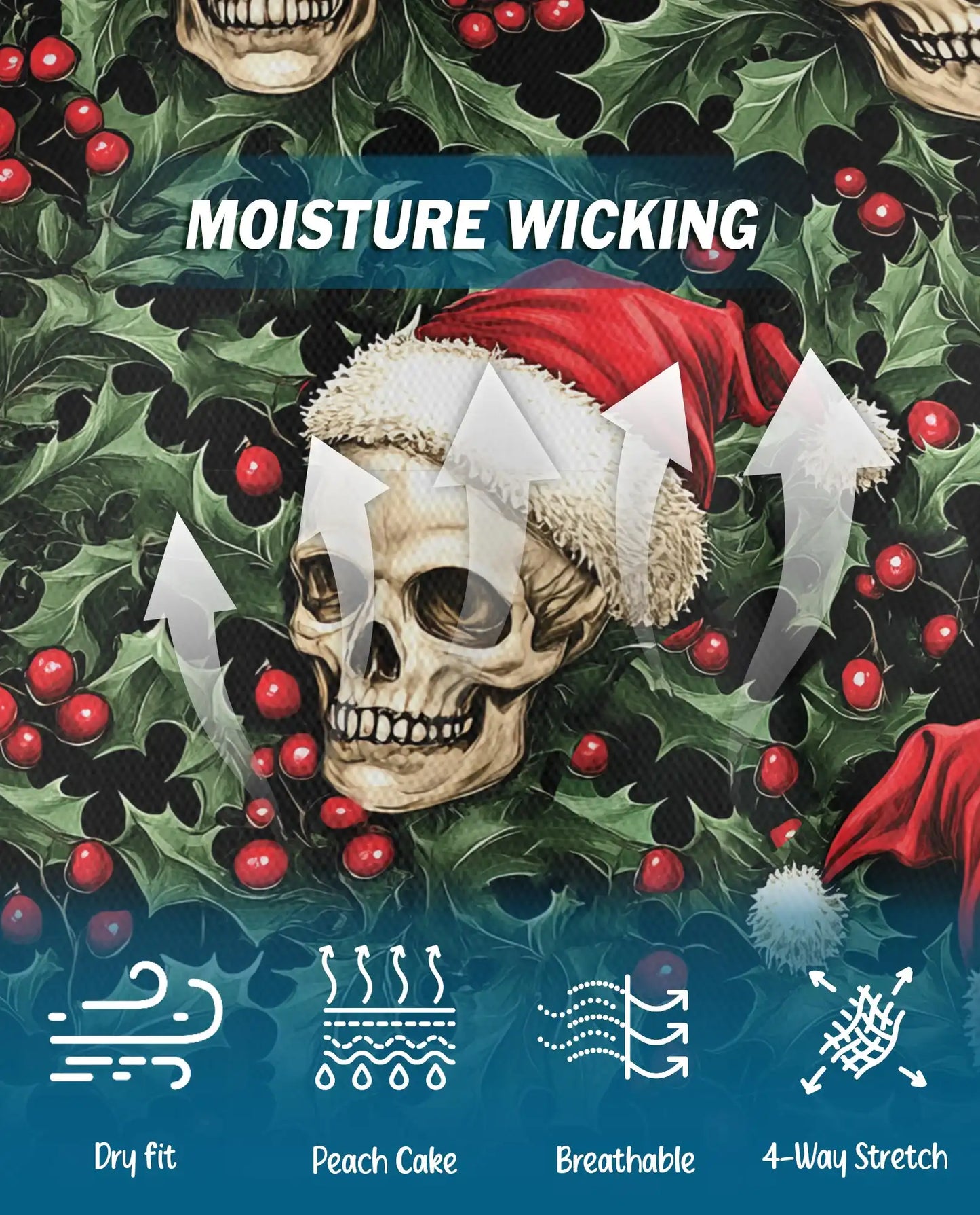 Christmas Skull 3D Polo Shirt for Men, Gothic Holiday Santa Style | Azhawaiian