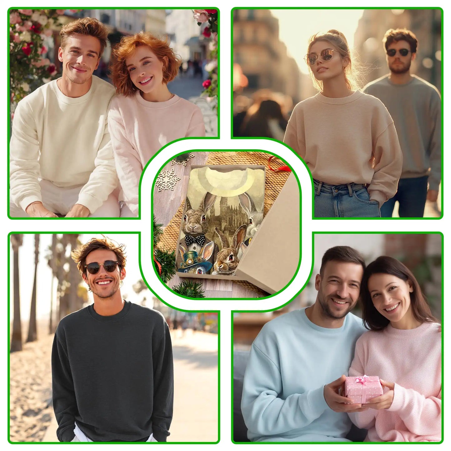 Vintage Rabbit Art Sweatshirt – Vintage 3D All Over Print Design