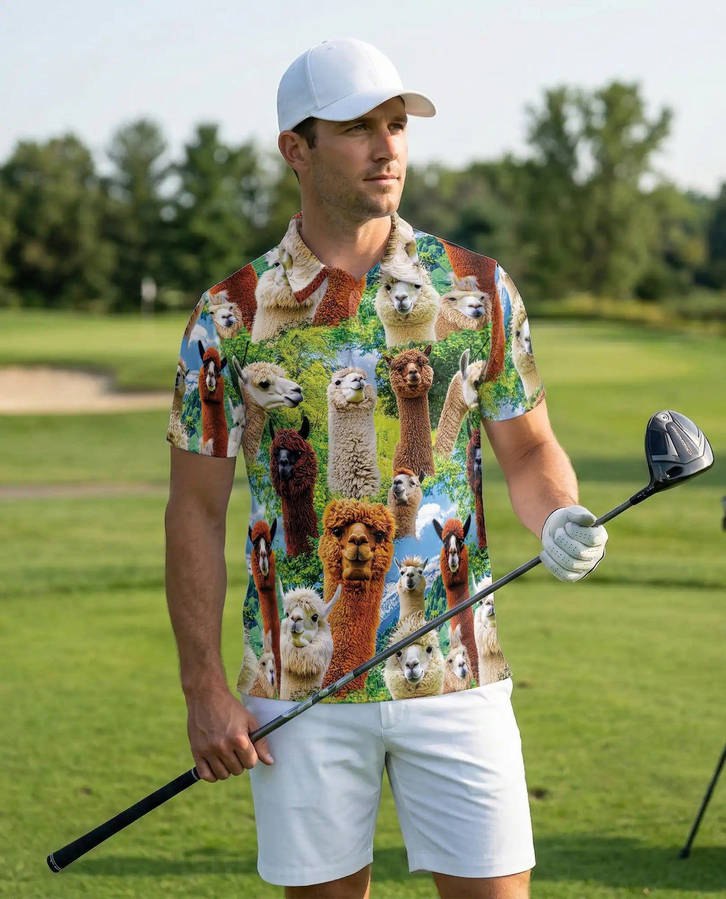 Alpaca Llama 3D Polo Shirt for Men | Azhawaiian