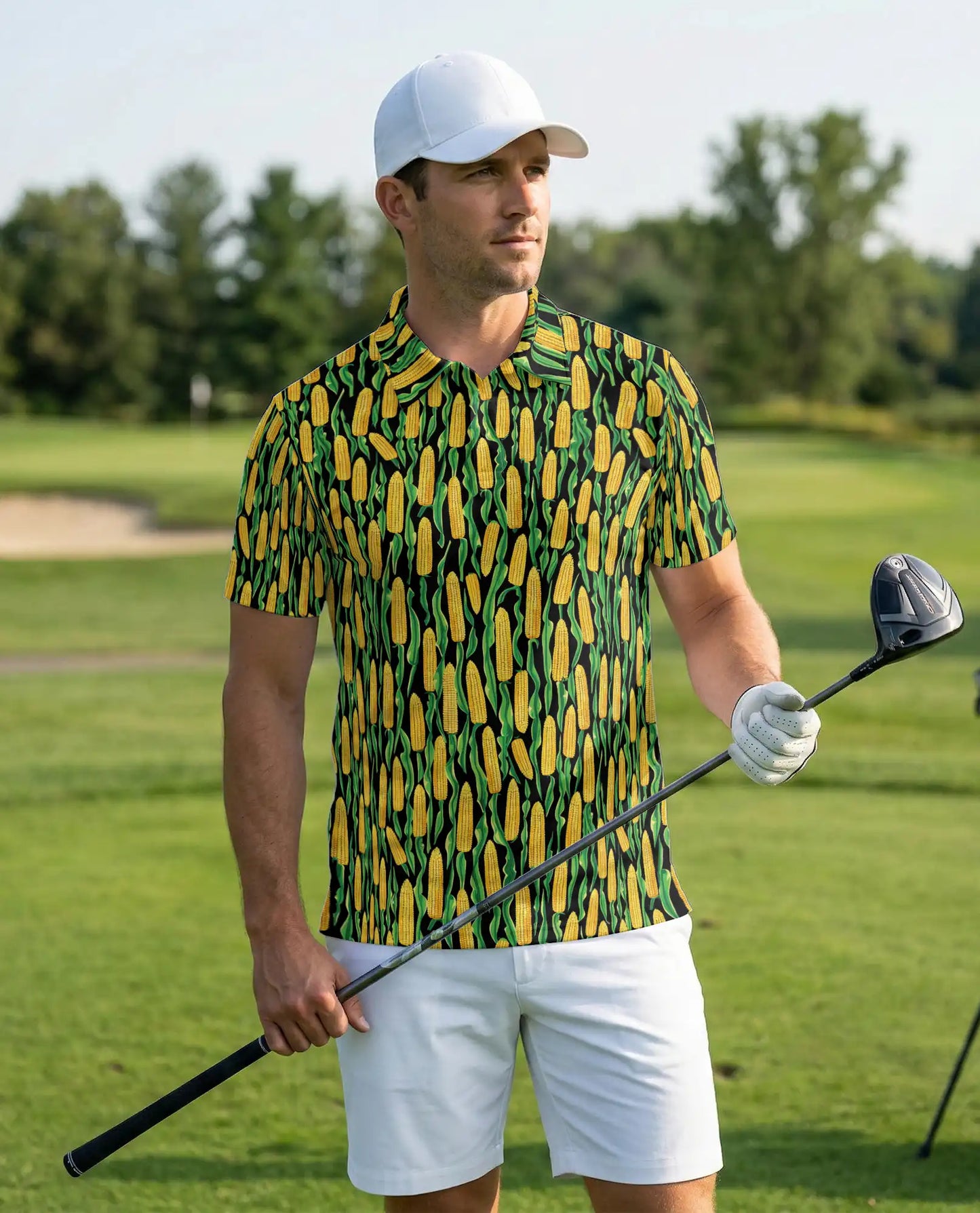 Corn Pattern Hawaiian Polo Shirt for Men | Azhawaiian