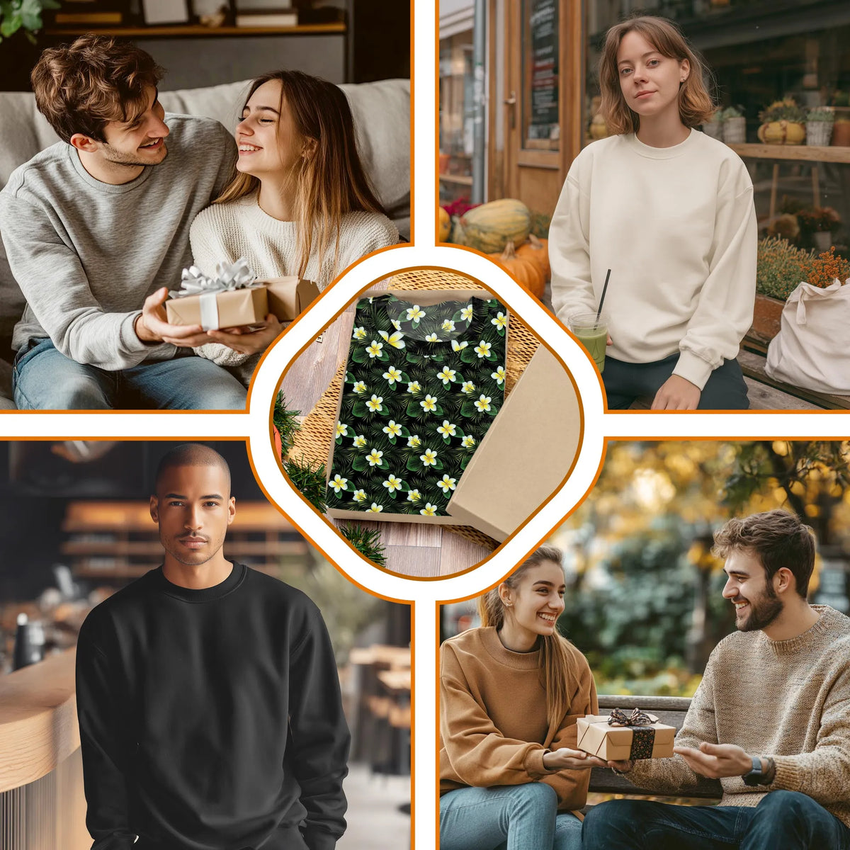 White Plumeria Pattern Sweatshirt – Tropical 3D All Over Print Design