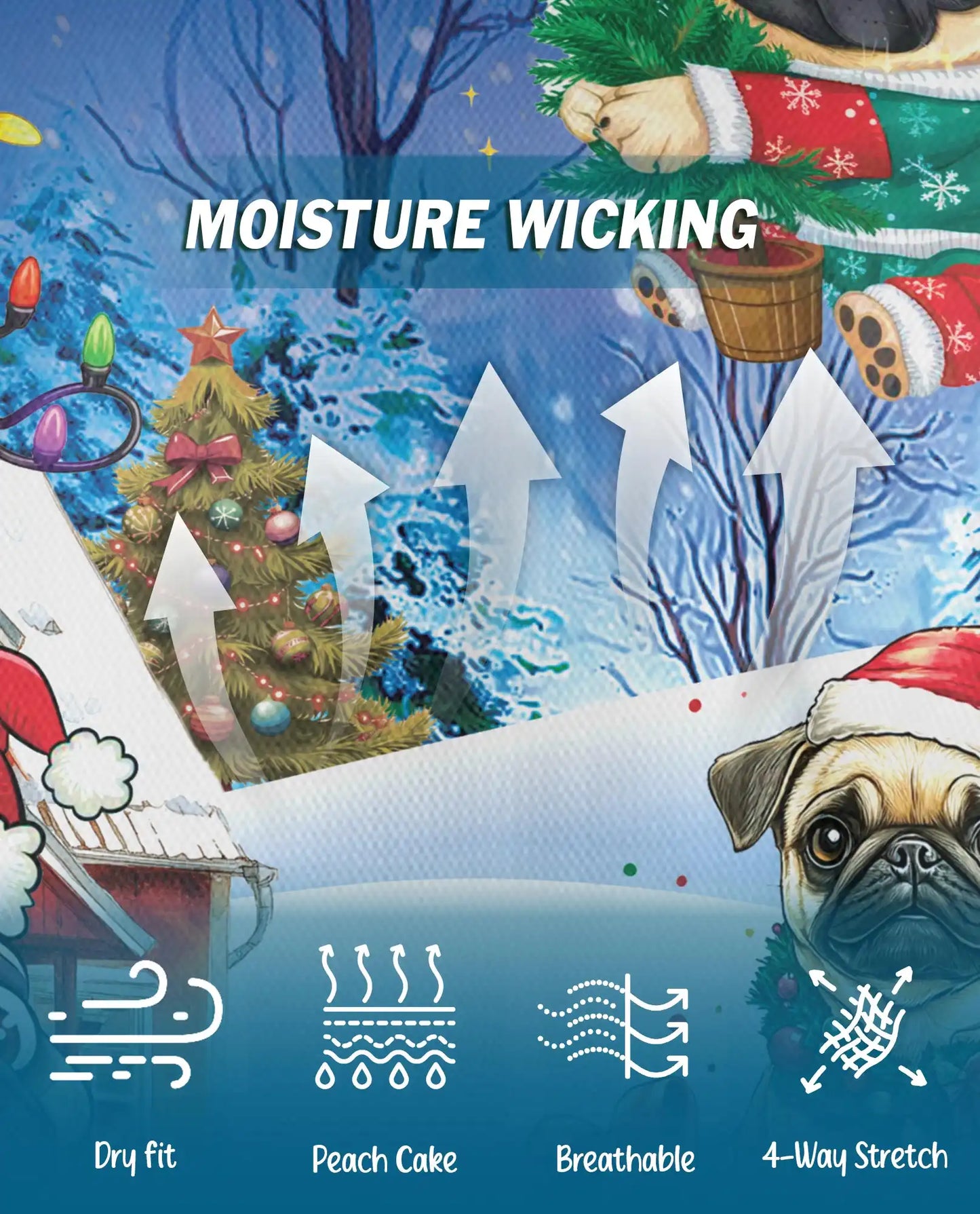 Christmas Pug 3D Polo Shirt for Men, Funny Holiday Dog Style | Azhawaiian