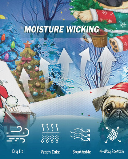 Christmas Pug 3D Polo Shirt for Men, Funny Holiday Dog Style | Azhawaiian