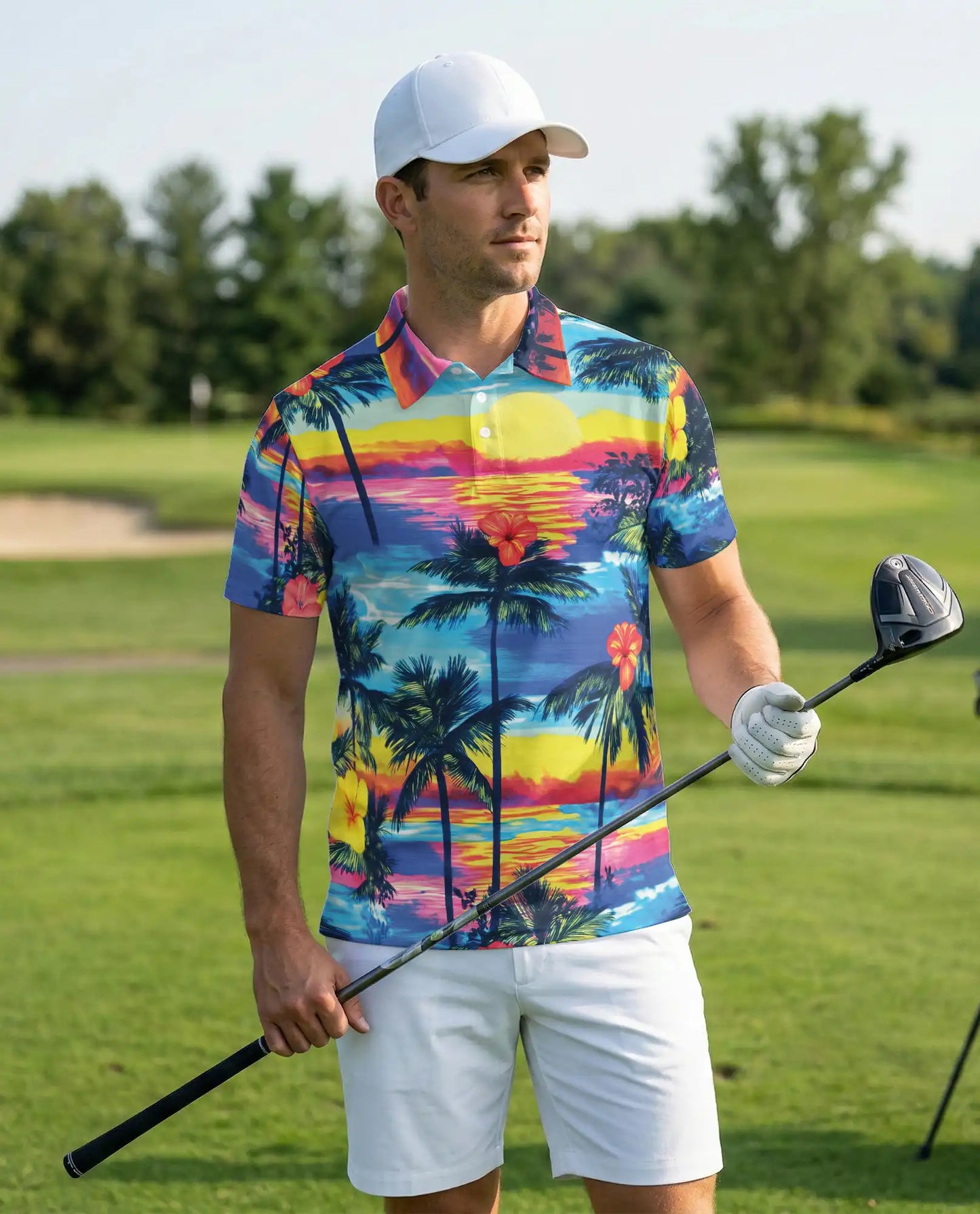 Tropical Sunset Hawaiian Polo Shirt | Azhawaiian
