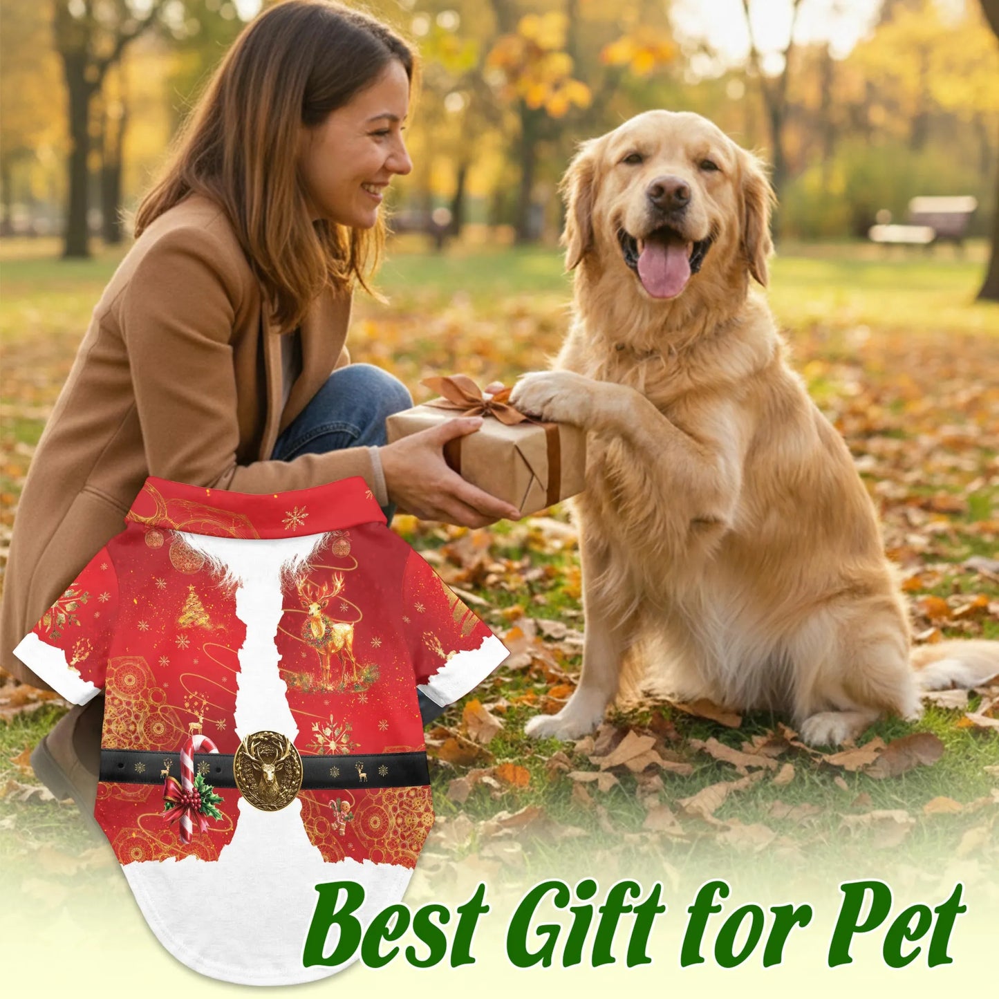 Santa Costume Christmas Print Matching Dog Owner Hawaiian Shirts, Funny Pet Aloha Shirt for Beach Vacation - Azhawaiian