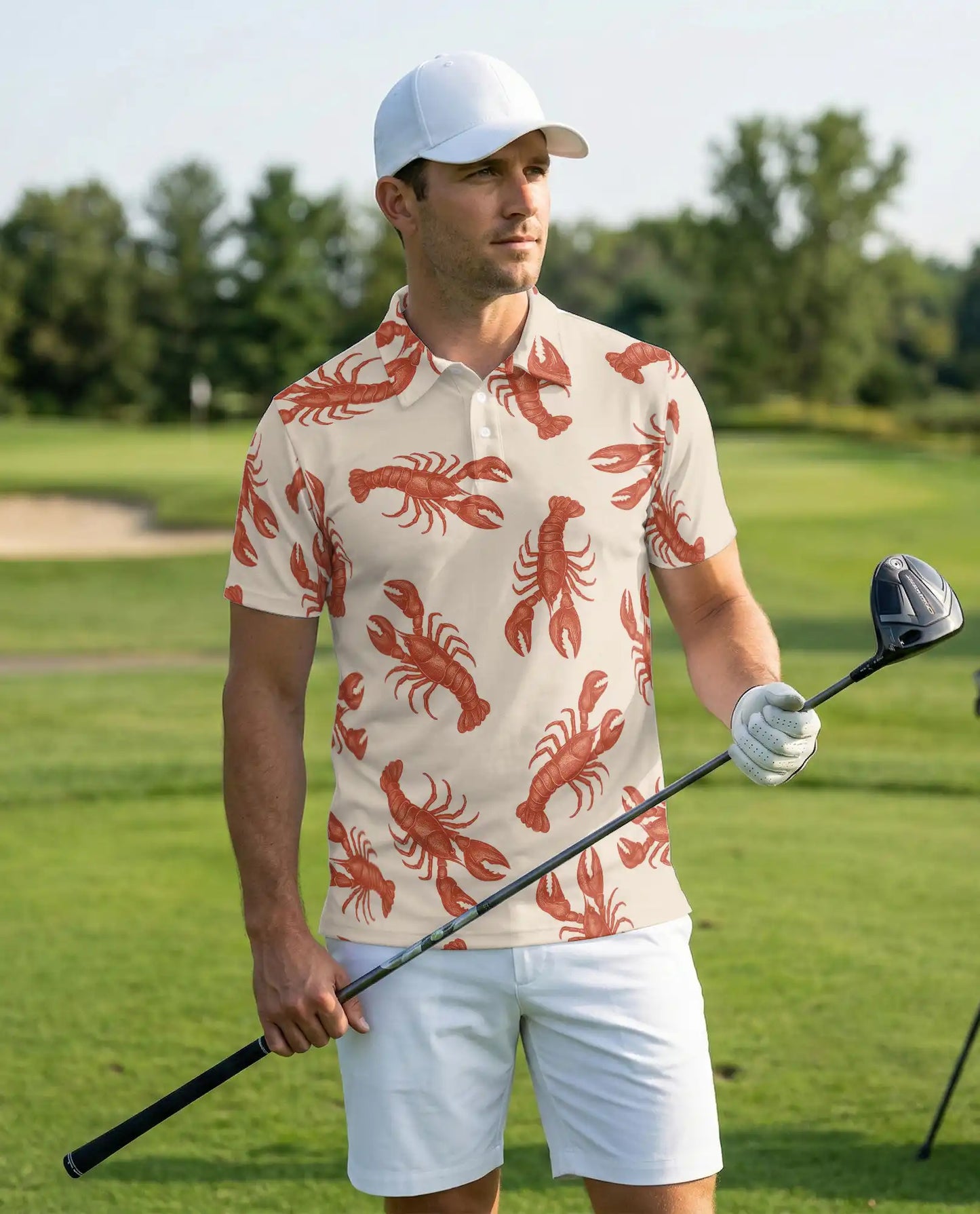 Lobster Beach 3D Polo Shirt for Men, Tropical Summer Style | Azhawaiian