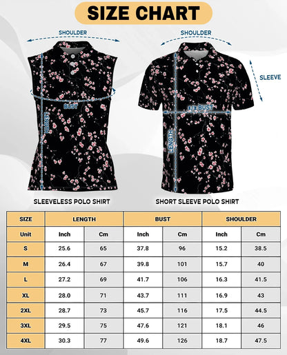 Japanese Sakura Cherry Blossom Sleeveless Polo Shirt for Women | Azhawaiian