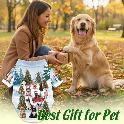 Cat Christmas Santa Print Matching Dog Owner Hawaiian Shirts, Funny Pet Aloha Shirt for Beach Vacation - Azhawaiian