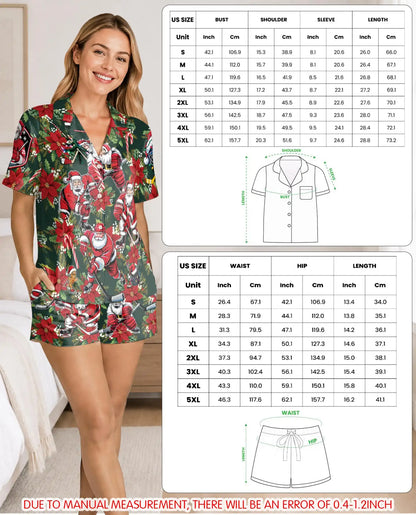 Christmas Hockey Santa Pajama Set for Women – Festive Sports Print