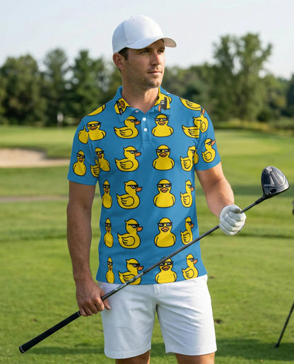 Cool Duck Polo Shirt, Funny Sunglasses Print | Azhawaiian