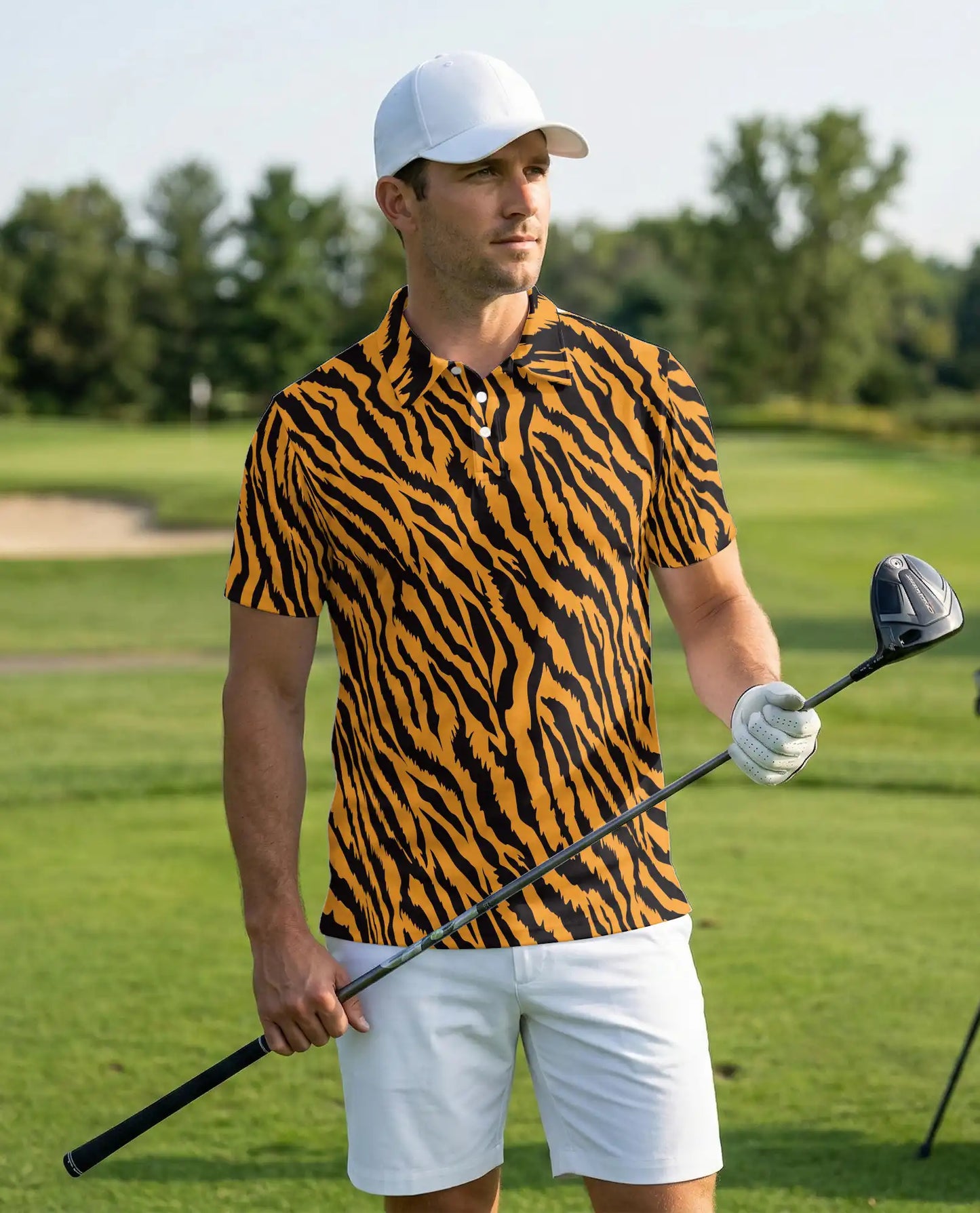 Tiger Stripe Polo Shirt, Wild Animal Print | Azhawaiian