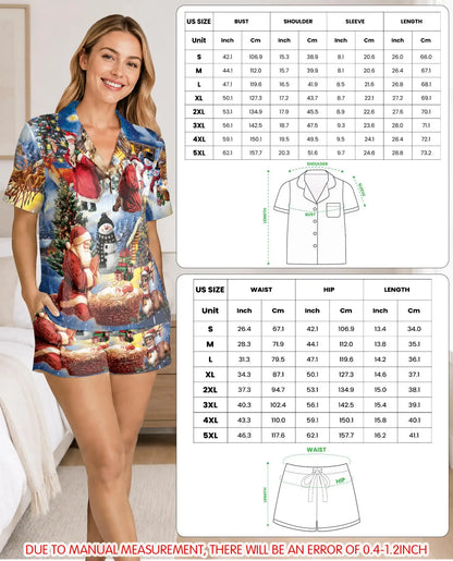 Christmas Nativity Pajama Set for Women, Santa Holiday Sleepwear with Winter Design