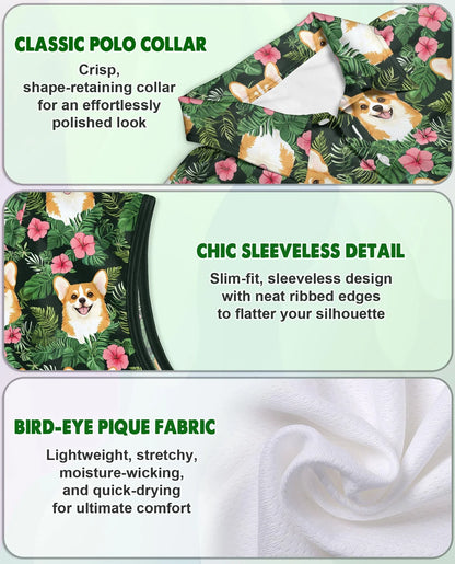 Corgi Love Flower Beach Shirt for Women