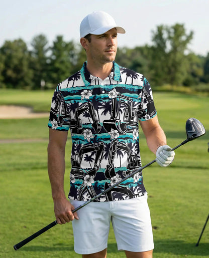Excavator Tropical Polo Shirt, Construction Beach Print | Azhawaiian