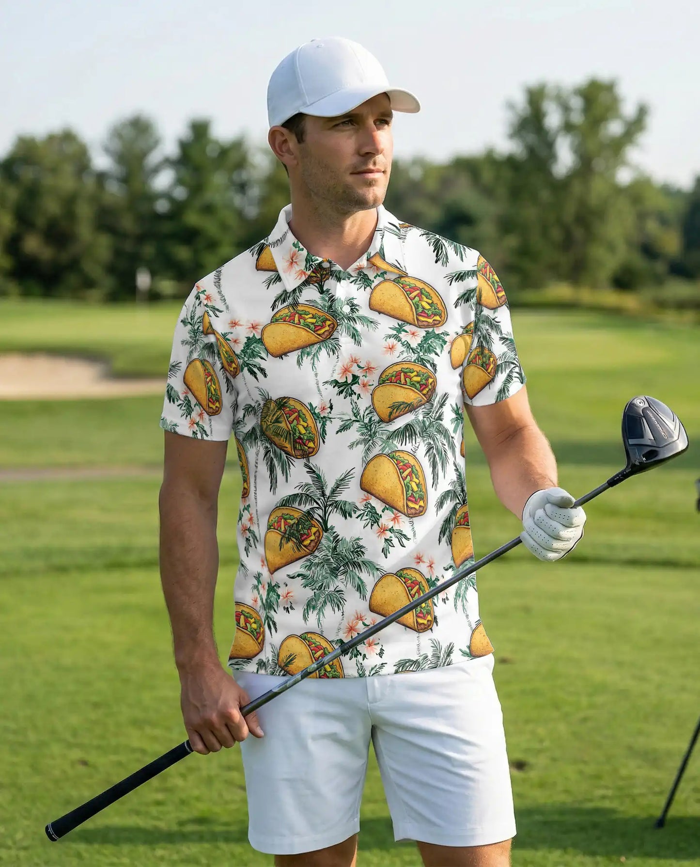 Funny Taco Tropical 3D Polo Shirt for Men, Hawaiian Food Lover Style | Azhawaiian