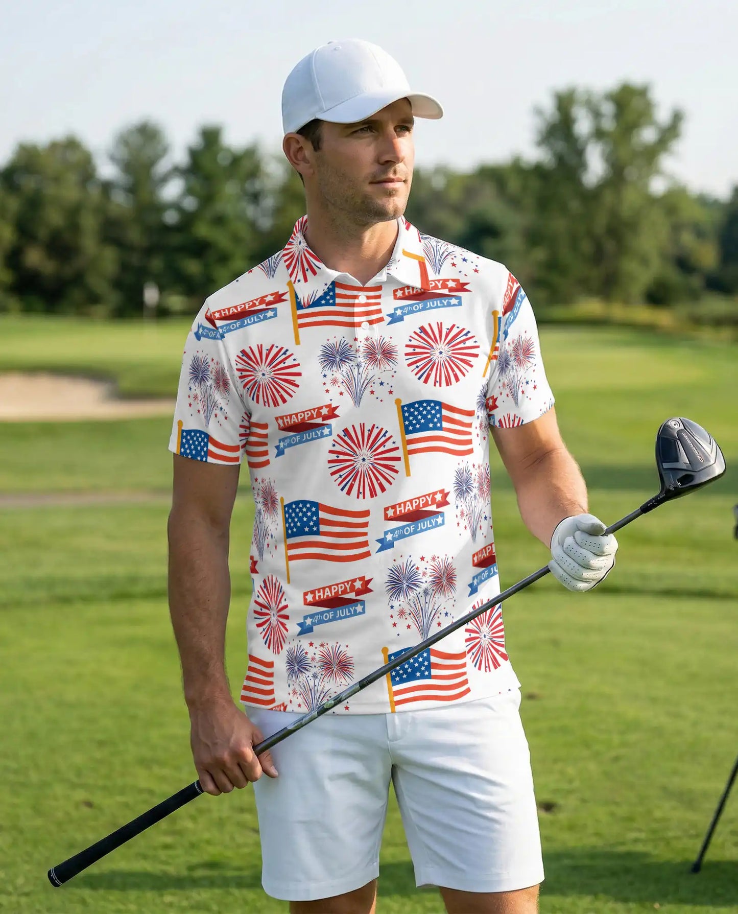 4th of July Fireworks Polo Shirt | Azhawaiian