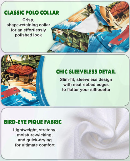 Tropical Cornhole Sleeveless Polo Shirt for Women | Azhawaiian