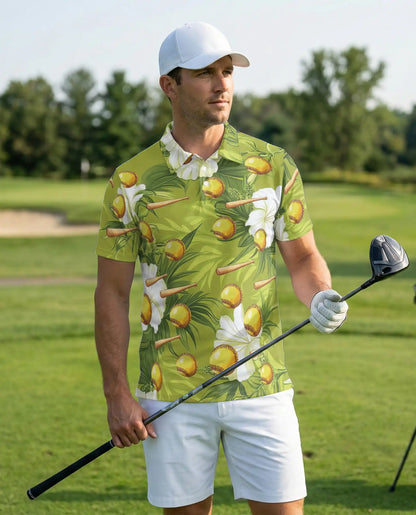 Baseball Hawaiian Polo Shirt, Tropical Sport Style | Azhawaiian