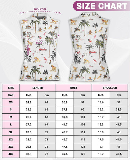 Golden Retriever Beach Sleeveless Polo Shirt for Women | Azhawaiian