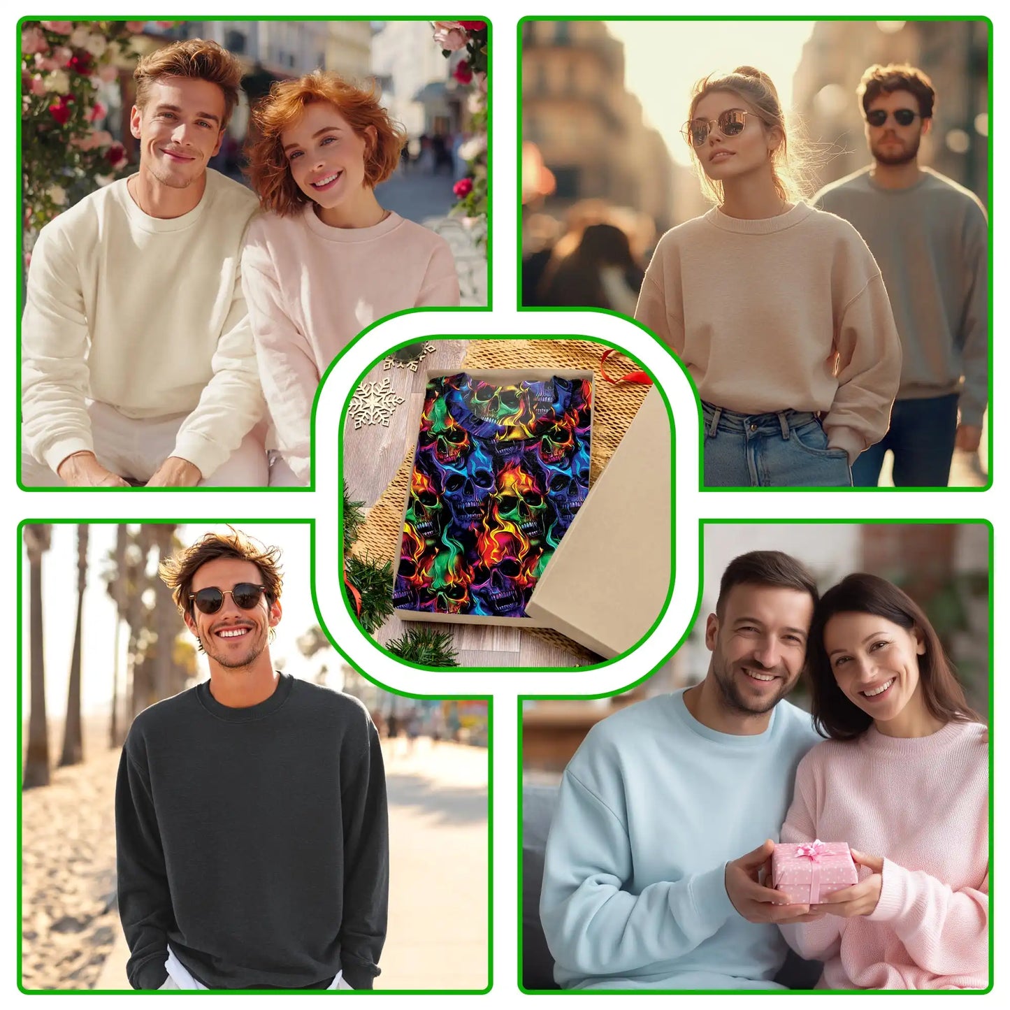 Flame Skull Sweatshirt – Colorful Graphic 3D All Over Print Design