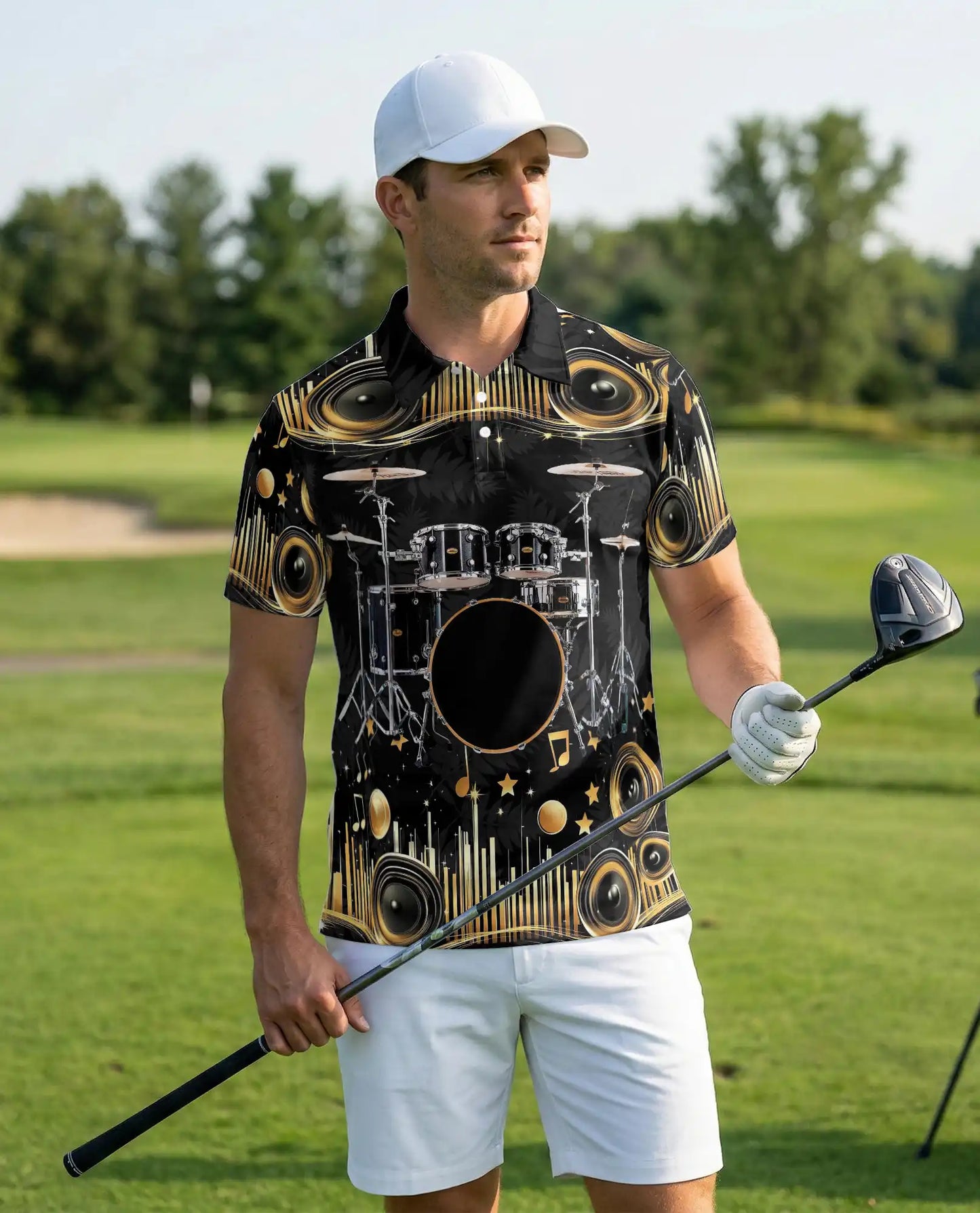 Drummer Music Lover Speaker Sound System Polo Shirt | Azhawaiian