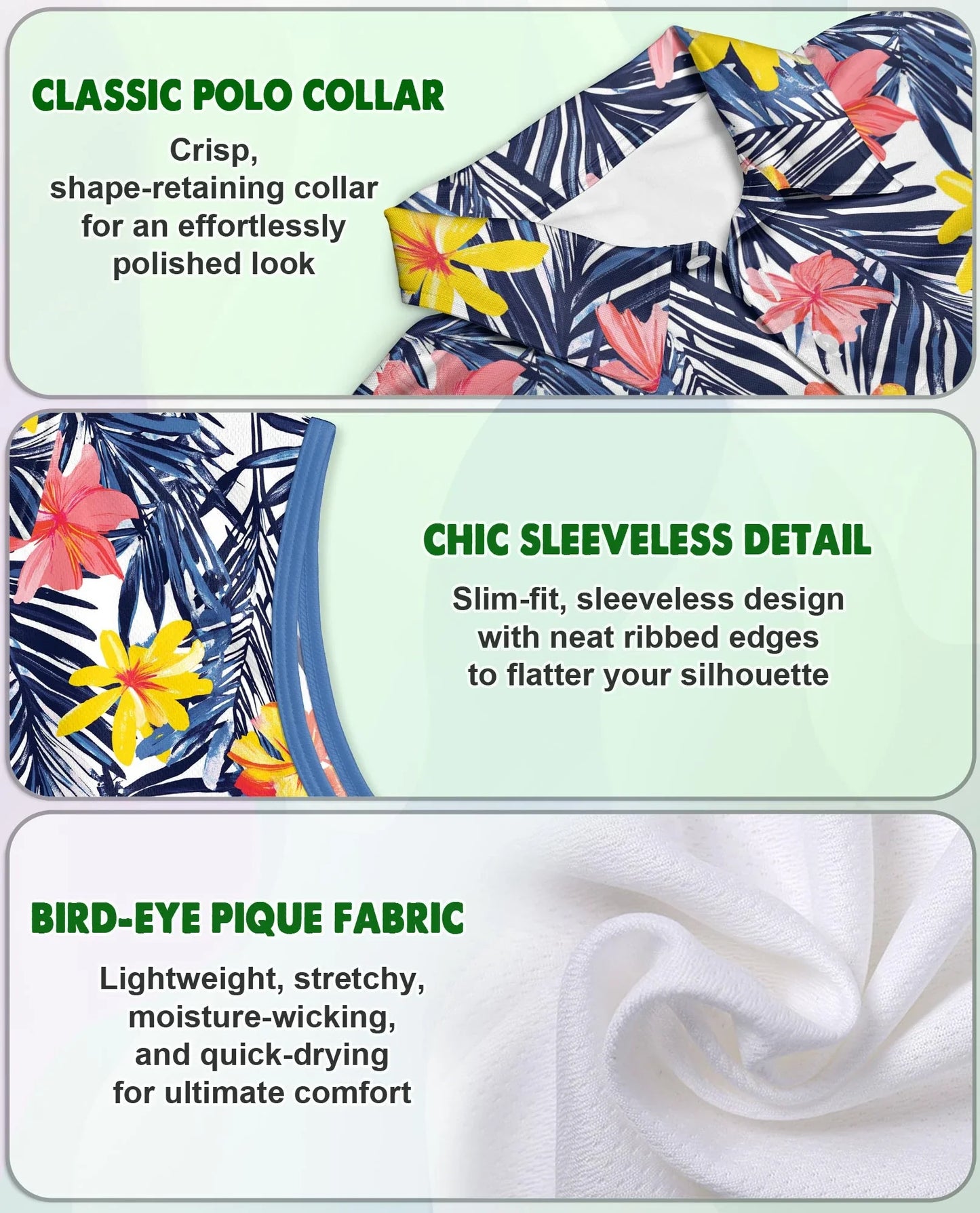 Mermaid Pattern Sleeveless Polo Shirt for Women | Azhawaiian
