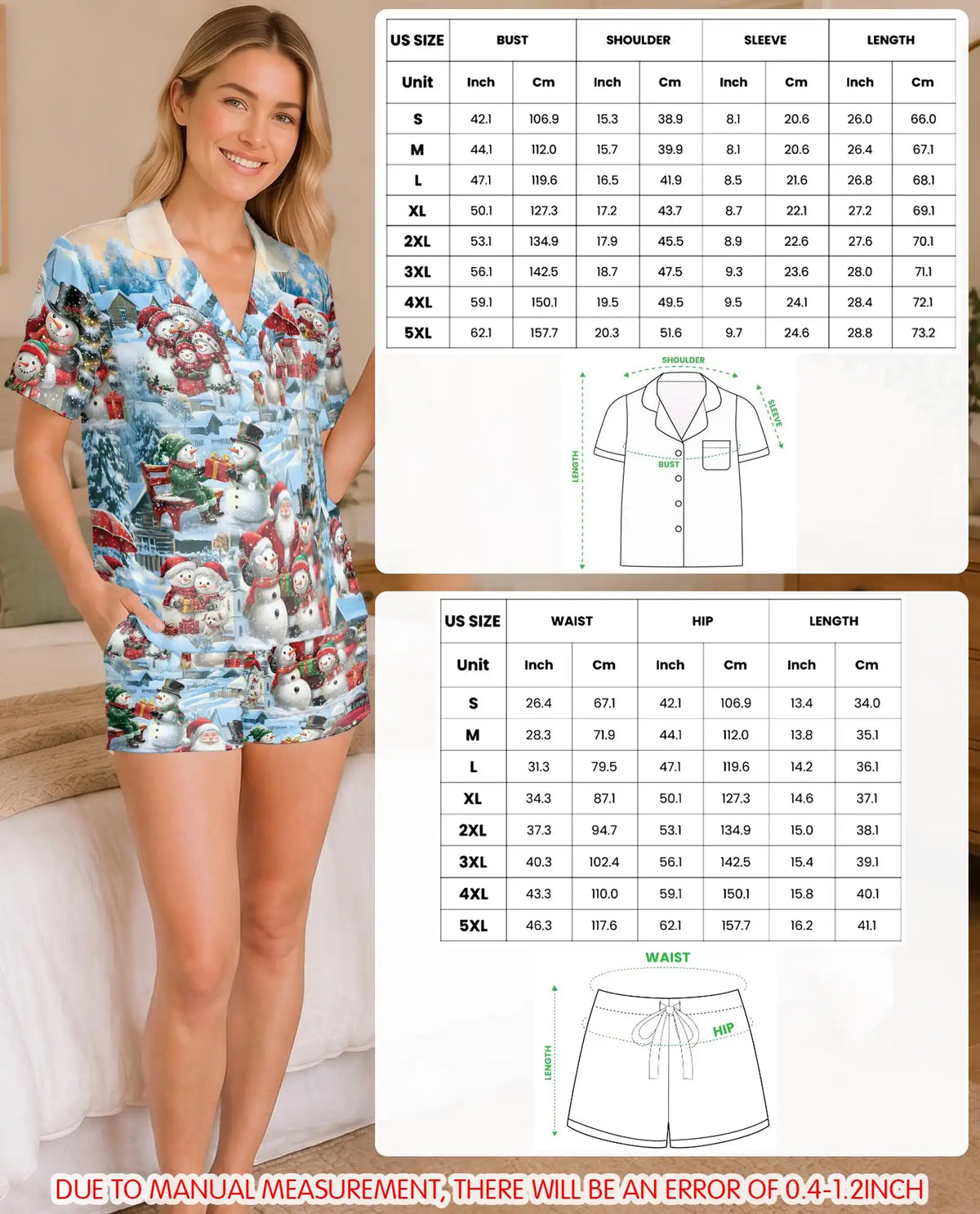 Christmas Snowman Pajama Set for Women – Winter Village Print