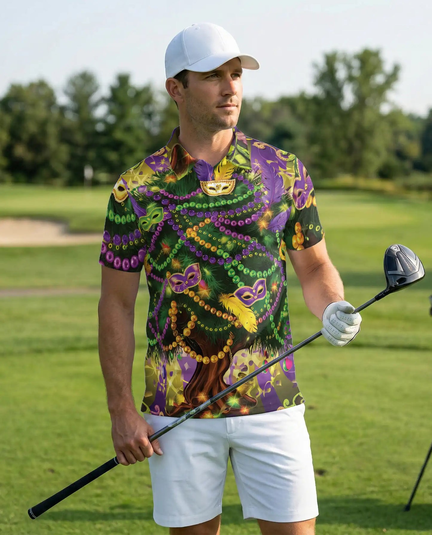 Mardi Gras Tree Hawaiian Polo Shirt | Azhawaiian