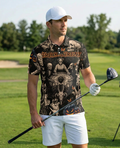 Halloween Skull Polo Shirt, Trick or Treat Style | Azhawaiian