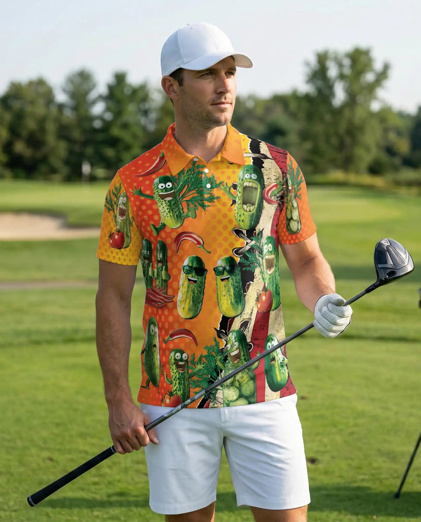 Funny Pickle Polo Shirt, Spicy Food Style | Azhawaiian