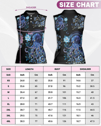 Octopus Flower Sleeveless Polo Shirt for Women | Azhawaiian