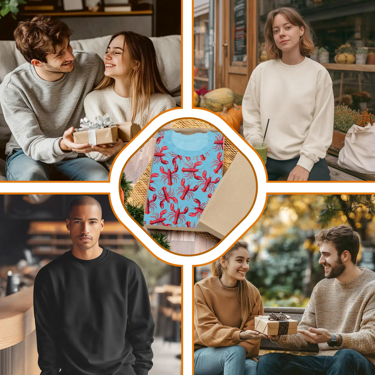Red Lobster Pattern Sweatshirt – Colorful Graphic 3D All Over Print Design